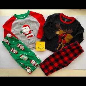 Baby Toddler Christmas Santa Reindeer Holiday Fleece 2 Piece Pajamas 12 Month